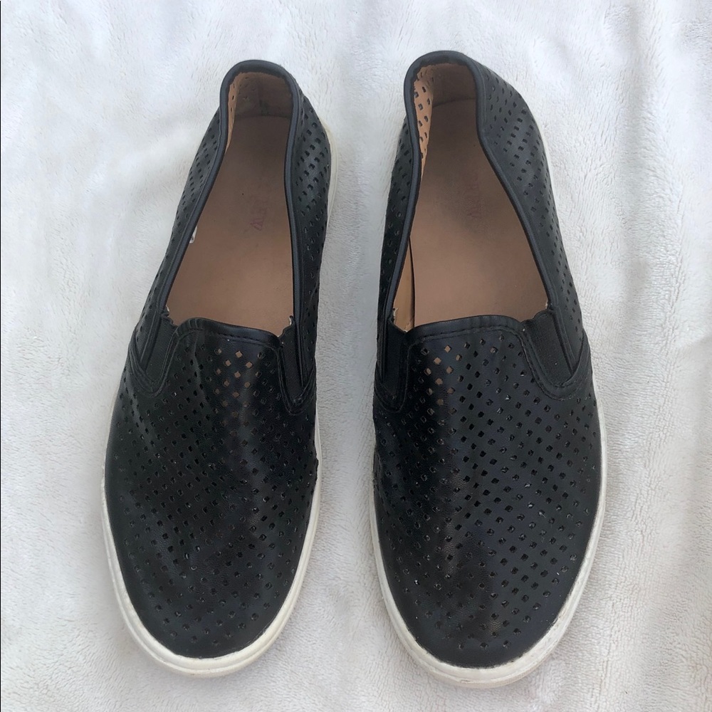 J. Crew Slip Ons Black Perforated Shoes Sz.8
